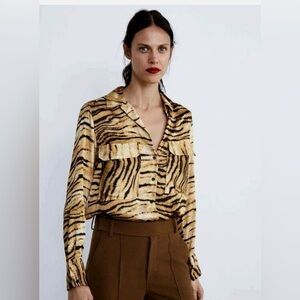 Zara Tiger Stripe Button-Down Shirt